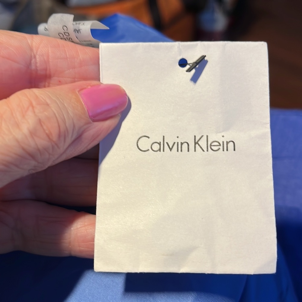 Calvin Klein Blue Sleeveless Belted Lined Dress Size 14.  Brand New With tags! - Picture 12 of 12